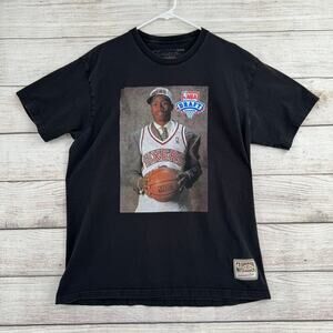 Mitchell & Ness Allen Iverson NBA Draft Sixers T-Shirt Mens L Black Hardwood